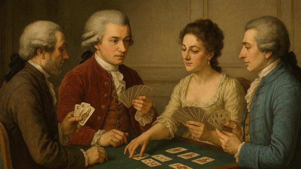 Mozart mit Frau und Freunden beim Tarock